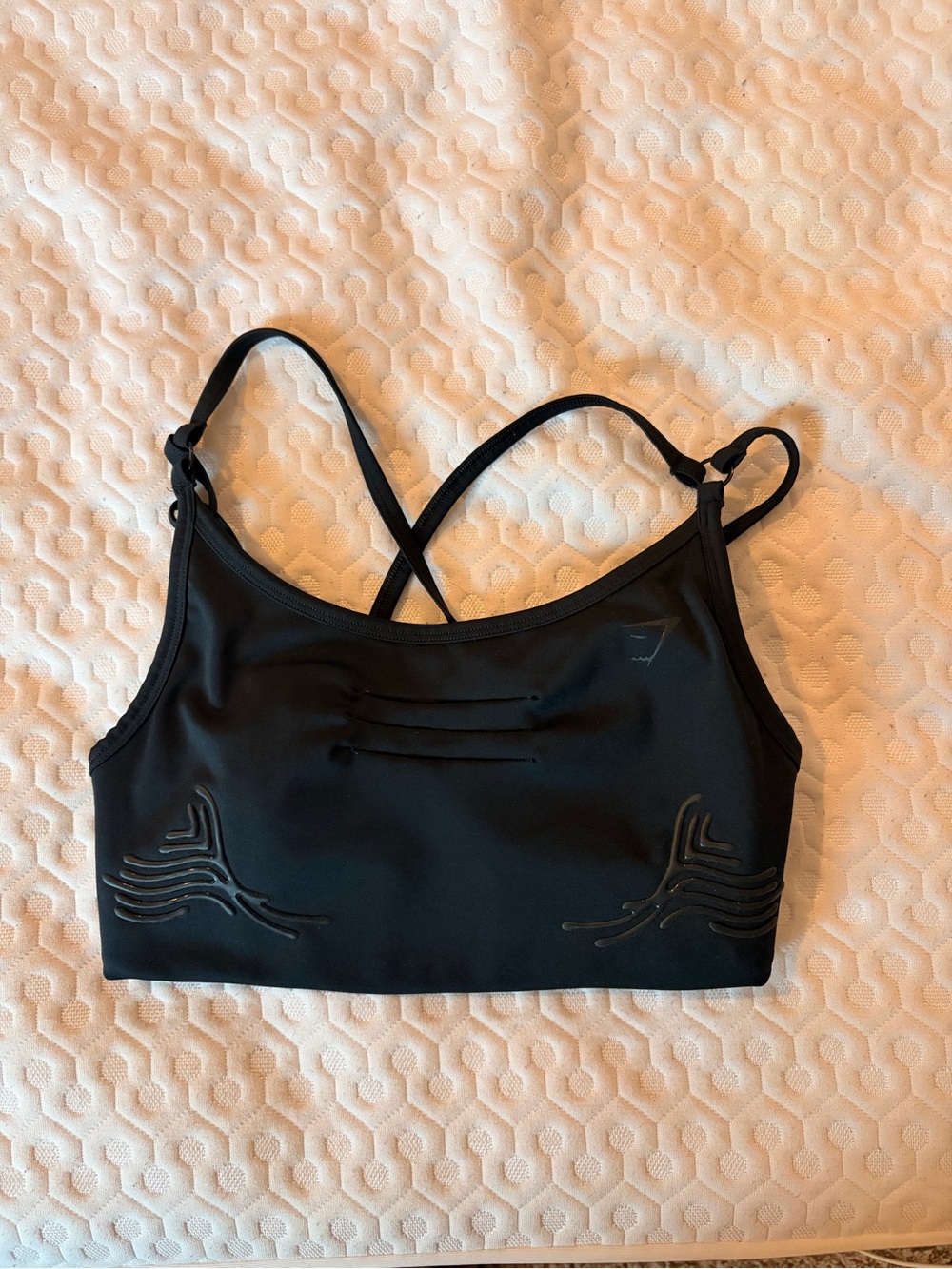 Gymshark Black Seamless Strappy Sports Bra medium impact
